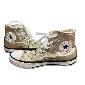 Gold high-top converse youth size 1